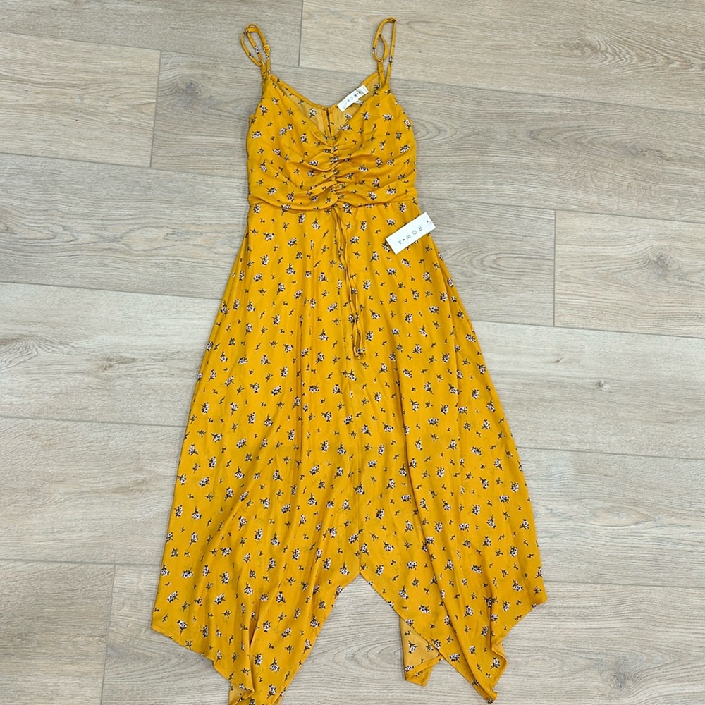 Row A Yellow Floral Maxi Dress NWT